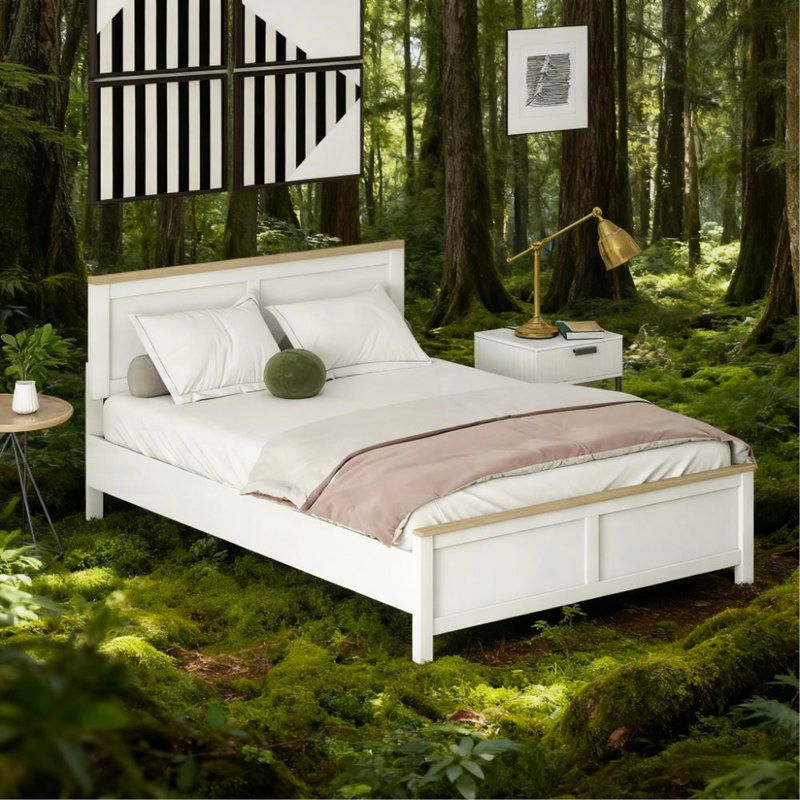 White  Full Bed Frame with Headboard