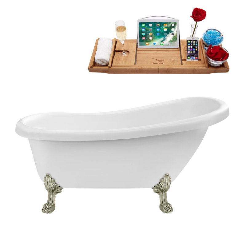 Baignoire de trempage sur pieds 61 po., Nickel brossé, Or poli