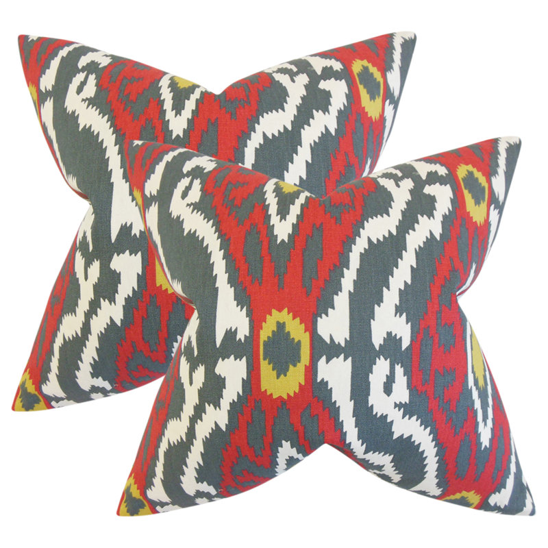 Ikat Feather Reversible Throw Pillow