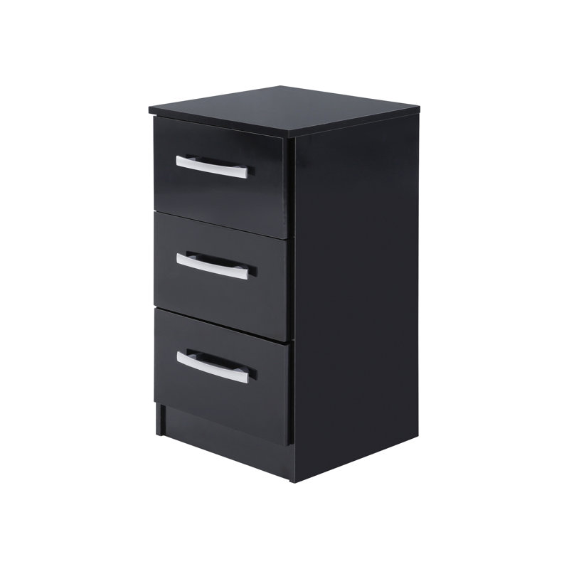 Marquitta 3 Drawer Bedside Table, Black