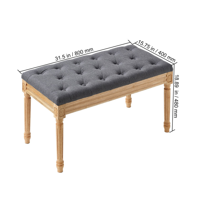 Banc en tissu Ninnekah, Gris foncé