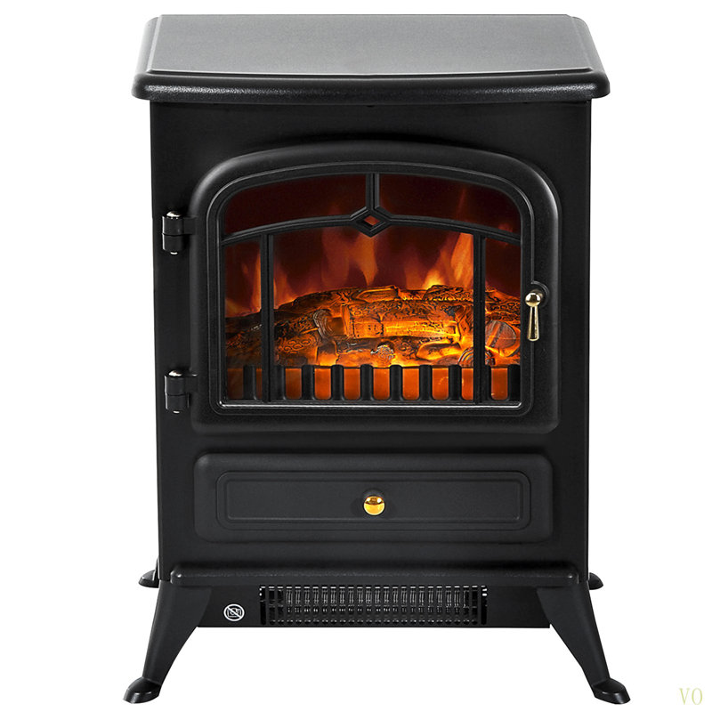 22" Electric Fireplace Heater, Freestanding Fire Place Stove With Realistic LED Flames And Logs, And Overheating Protection, 750W/1500W