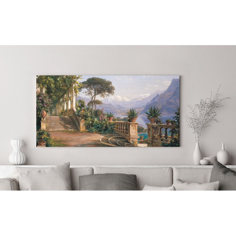 Lodge On Lake Como by Carl Frederic Aagaard - Wrapped Canvas Print, 35 cm H x 70 cm W