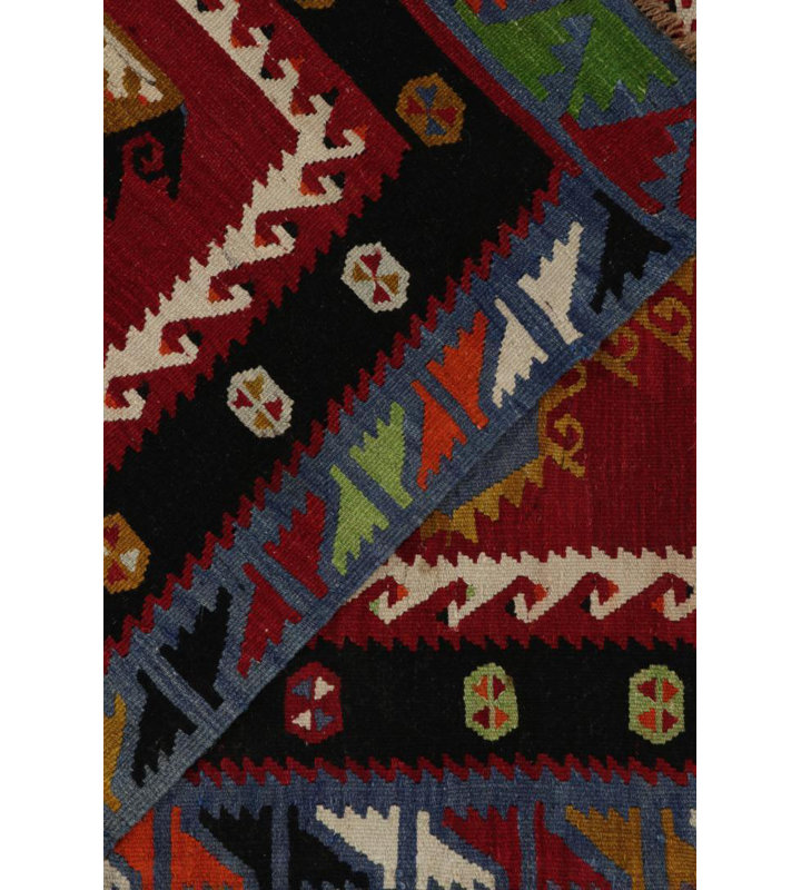 Wool Geometric Area Rug in Brown/Black