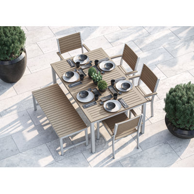 Ensemble repas d'extérieur rectangulaire en aluminium thermolaqué 63 po Travira