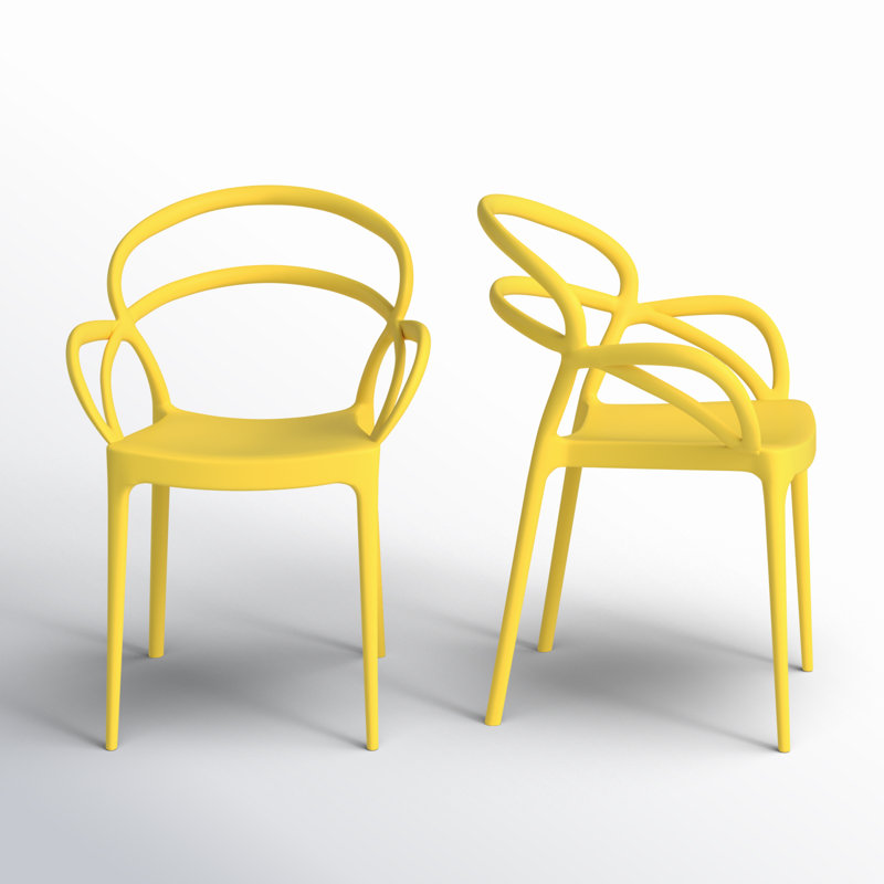Chaise d'appoint empilable pour patio Farrah, Jaune