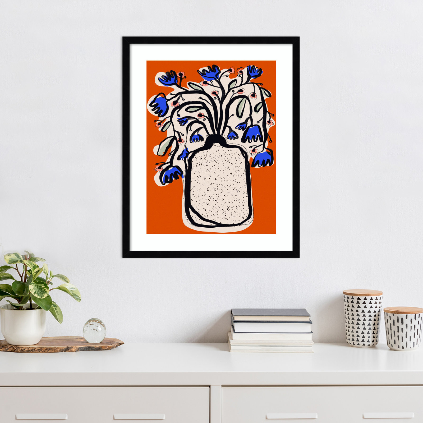 Galya "Lovely Flower Bouquet" Print, Black, 25" H x 20" W