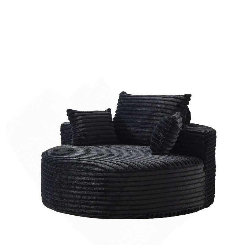 Boneless Sponge Single Sofa,fluffy Modern Sleeper Chair, Blue Gray Chenille, 35" H x 55" W x 55" D