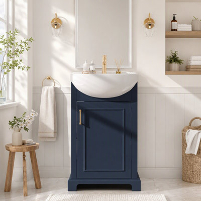 Meuble-lavabo simple 20 po avec lavabo en céramique et portes à fermeture en douceur