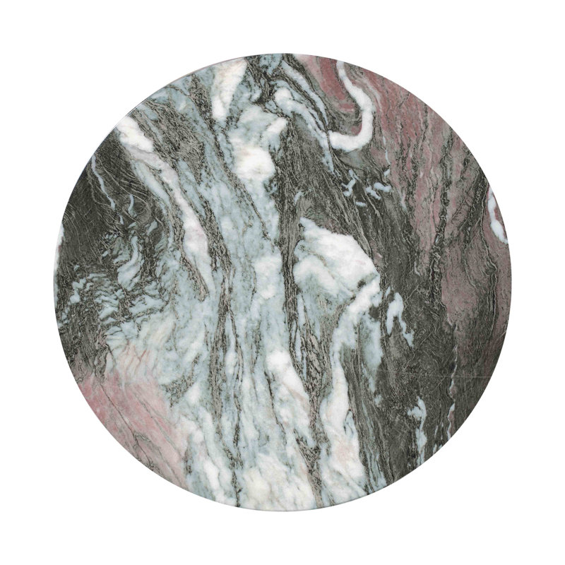 Gray Marble Finish Round Concrete Side Table