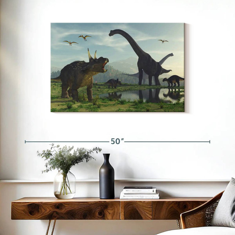 Monde des dinosaures, H 24 po x l 36 po