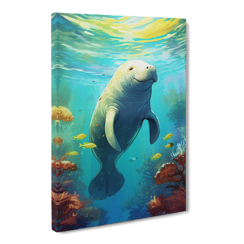 Manatee Nouveau - Print, 76cm H x 50cm W x 3cm D