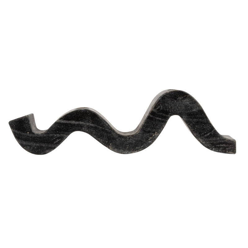 Marble Wave Double Taper Candle Holder, Black