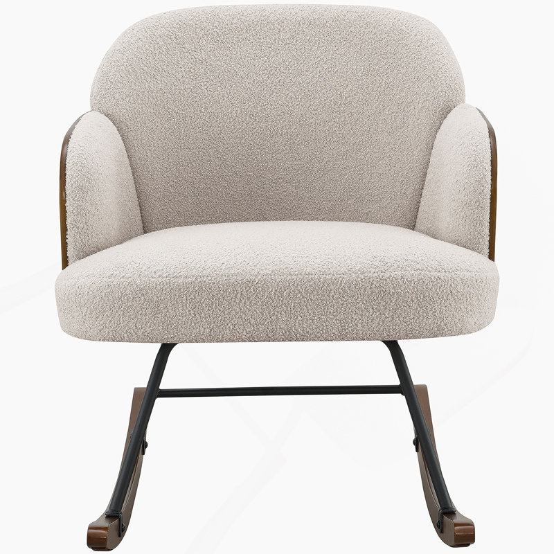 Upholstered Rocking Chair with Metal Legs, Beige