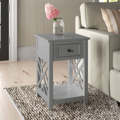 Lund 15.75" Wide Rectangular End Table With 1 Drawer And 1 Shelf