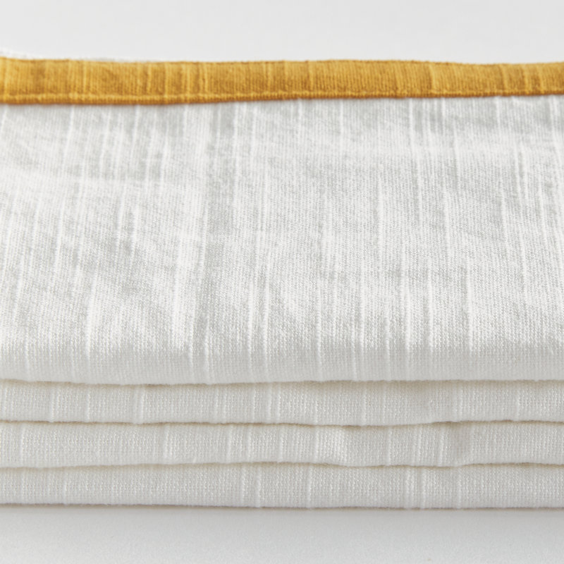 Saffron Dinner Napkins, White/Yellow