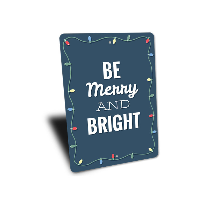 Panneau «Be Merry And Bright» en aluminium, H 14 po x l 10 po x P 0,04 po