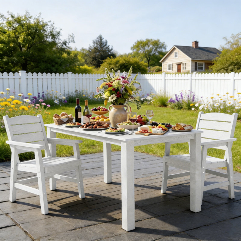 All Weather Outdoor 3 Pieces Patio Dining Sets With Umbrella Hole& Aluminum Frame For Outside Backyard/Porch/Deck, 1-Tables 2-Chairs