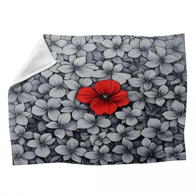 Jeté en molleton Red Blossom - Jetés floraux pour canapés ou lits, L 60 po x l 50 po