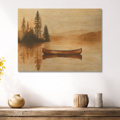 Lake Canoe Drifting - Landscape Wood Wall Art