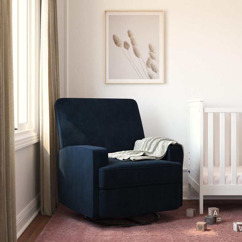 Swivel Gliding Recliner, Navy Blue