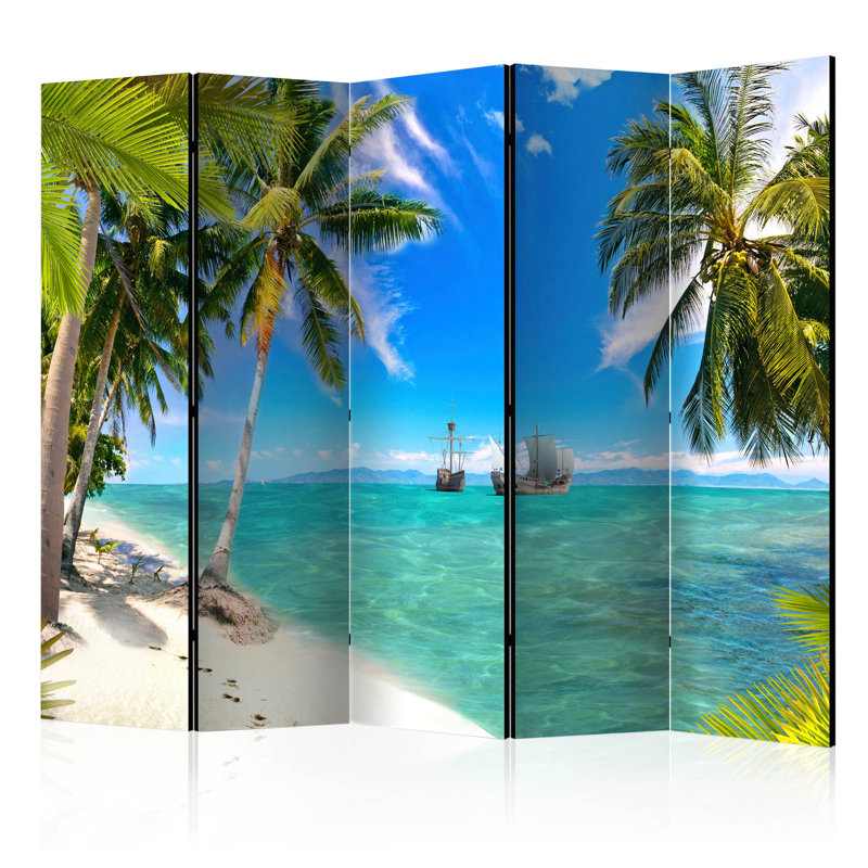 Swind 225cm W x 172cm H 5 - Panel Solid Wood Folding Room Divider