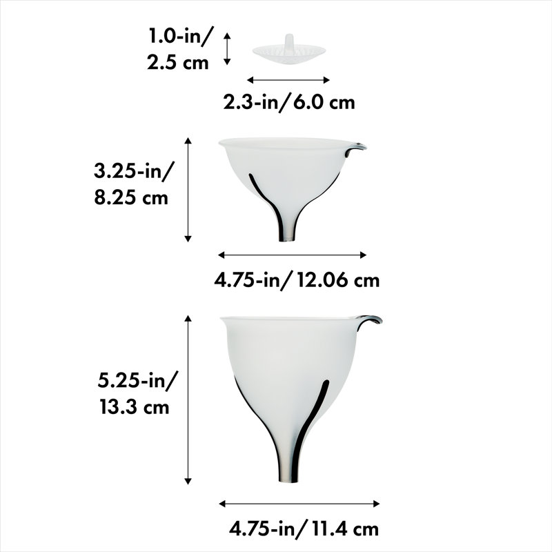 OXO Grips 3-Pieces Plastic Funnel Set
