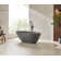 Freestanding Soaking Stone Resin Bathtub with Polished Chrome Overflow and Pop Up Drain
