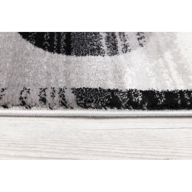 Tapis gris à motif abstrait Dillup-Jones, Tapis de couloir 2 pi 8 po x 10 pi