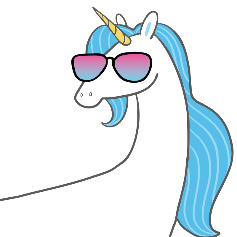 Cool Unicorn - Wrapped Canvas Print, 51cm H x 51cm W x 3.8cm D