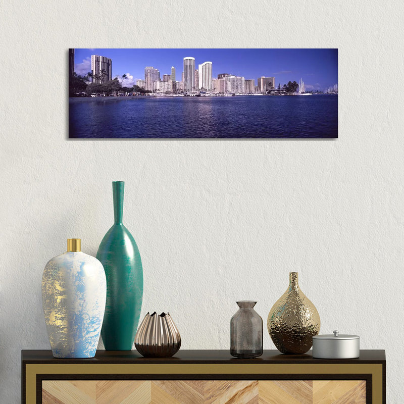 Skyscrapers At The Waterfront, Honolulu, Hawaii, USA by Panoramic Images - Wrapped Canvas Panoramic Print