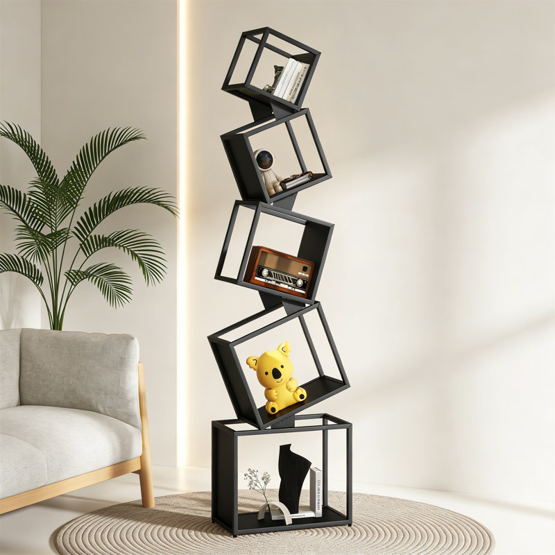 179.5cm H x 46cm W Metal Standard Bookcase, Black