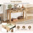 TREXM Rustic Console Table With Curved Corners For Safety, Entryway Table With 3 Concealed Drawers, Sturdy Sofa Table (Light Oak)