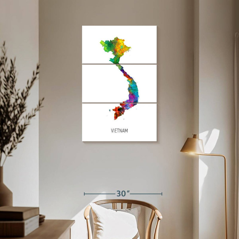 Carte d'aquarelle d'Aliaz au Vietnam I, H 57 po x l 36 po