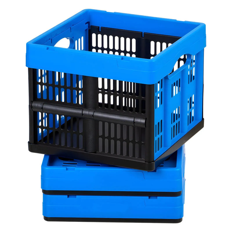 Bacs de rangement pliables en plastique, 25 paquets de 3, caisses de rangement pliables empilables avec poignées, capacité de 22 lb par bac, contenants robustes pliables, paniers peu encombrants, pour l'organisation à la maison