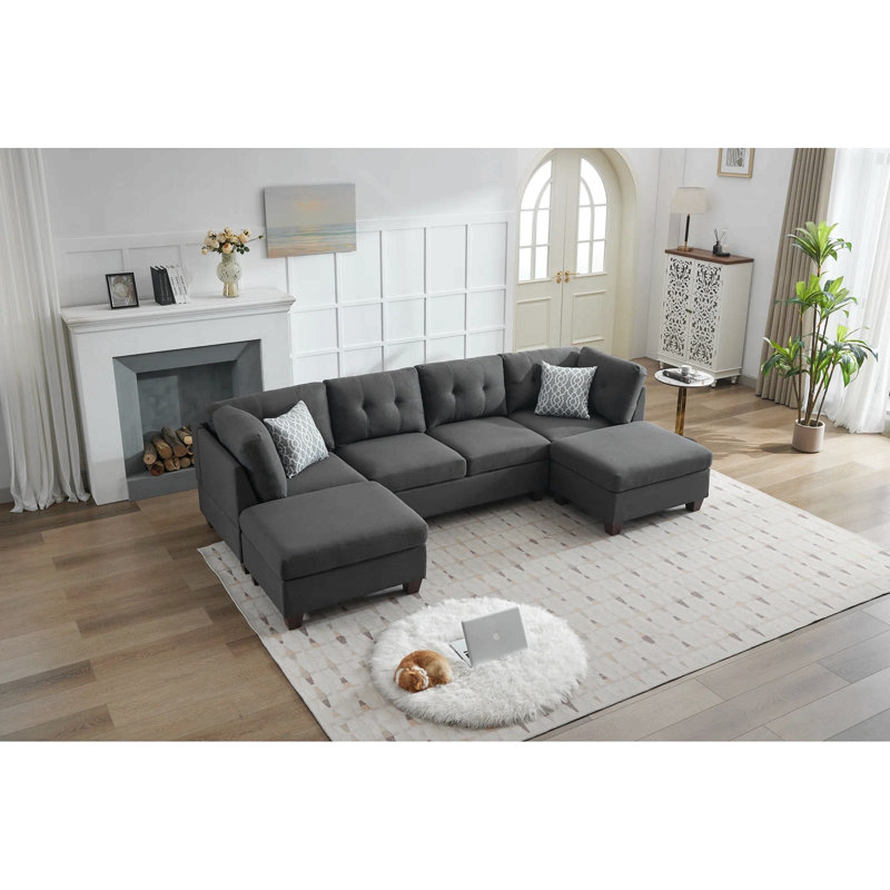 Canapé modulaire rembourré avec deux chaises longues