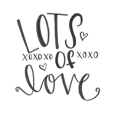 «Lots of Love Xoxo 2», art textuel sur toile tendue