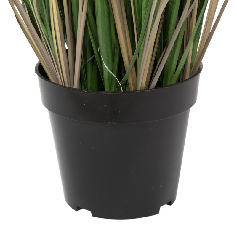 Kellan PVC Artificial Potted Green Curled Grass, 60" H x 30" W x 30" D