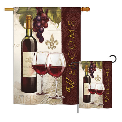 Ensemble de drapeaux 2 pièces Mckeehan Welcome Wines Happy Hour and Drinks Wine Impressions
