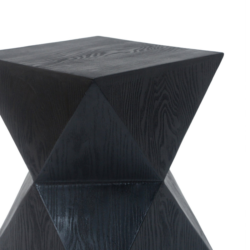 Patio Table Outdoor Concrete Side Table, Wood Grain Texture, Black