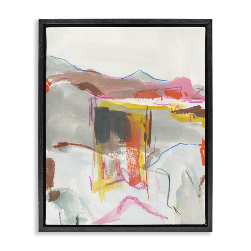  "Bold Abstract Mountain Shapes", art mural encadré par Melissa Wang, Cadre flottant noir de jais, H 21 po x l 17 po