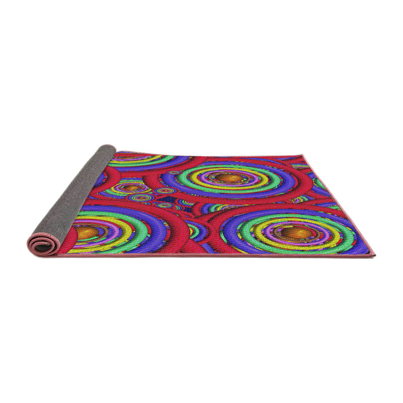Tapis rouge à motif géométrique, Rond 6 pi