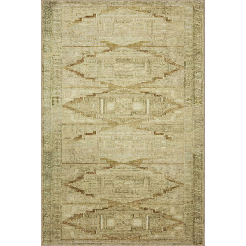 Crisscross Starry Floral Traditional Woven Base Washable Rug, Rectangle 4' x 5'11"