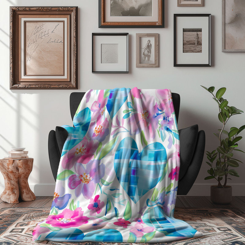 Couverture en sherpa de qualité supérieure Gingham Romance - 1 pièce, L 60 po x L 80 po