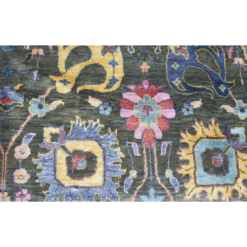 Tapis bleu clair et bleu clair de haute qualité noué à la main Windsom