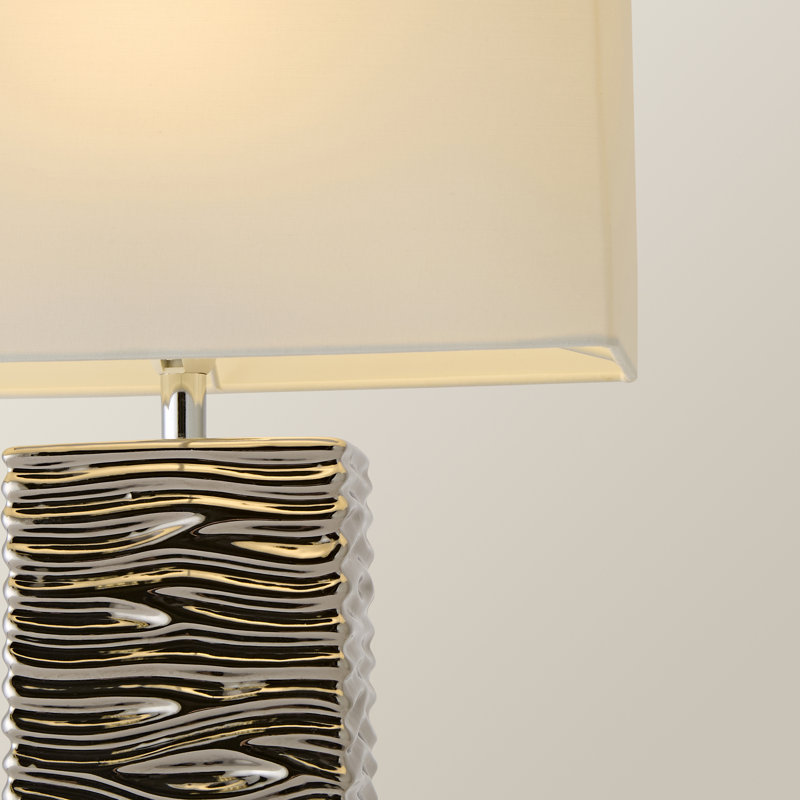 Rayburn Ceramic Table Lamp, Chrome Base/White Shade, Yes