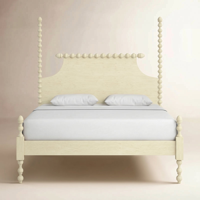 Mary Spindle Four Post Bed, King, Bisque