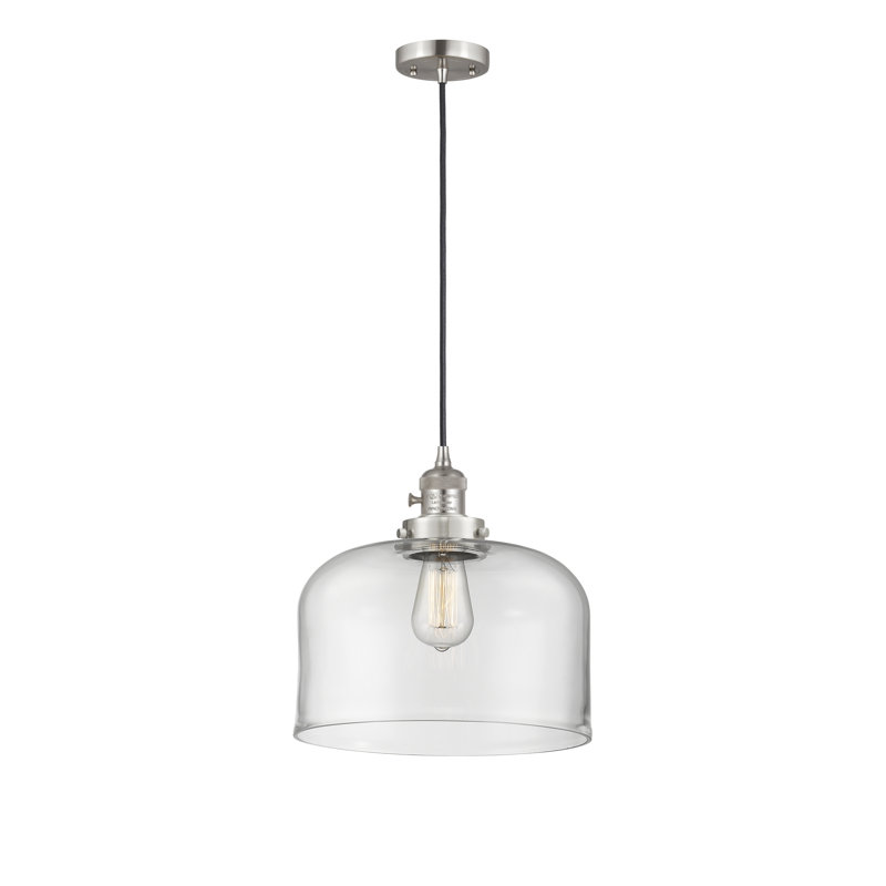 Luminaire suspendu en forme de globe à 1 lumière Analiah, Ampoule non incluse, Grainé, Laiton brossé