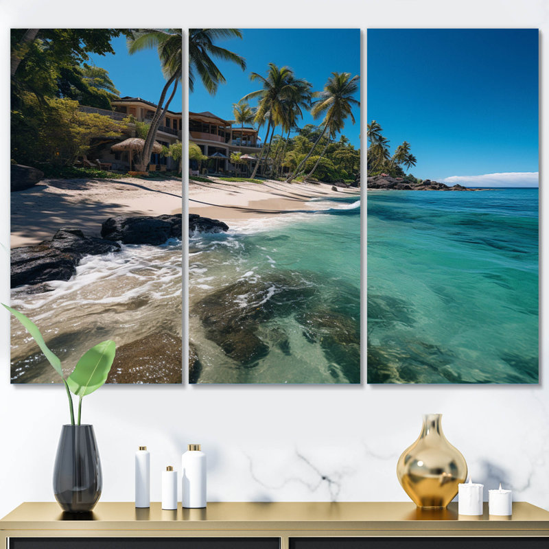 Dominicain Playa Paradise sur toile, ensemble de 3 pièces, H 40 po x l 60 po x P 1 po