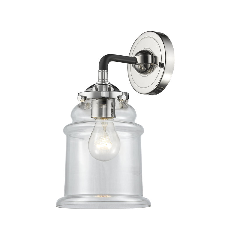 Alexandira Armed Sconce, Black/Polished Nickel, 6 Watt Vinage LED Bulb, Clear